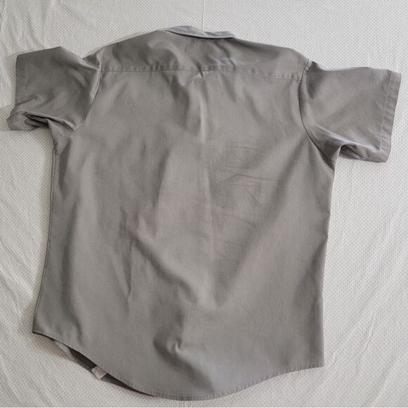 Big Mac Workwear Shirt Mens Large 16-16.5 Gray Khaki Button Up Short Sleeve - Picture 3 of 9